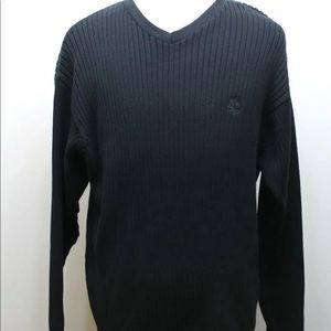 Classic Timberland Black Men Sweater 100% Cotton Fall V-Neck Winter Larger